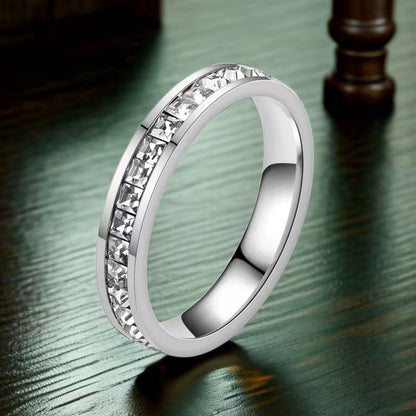 Women's Steel Titanium Single Row Diamond Starry Rings