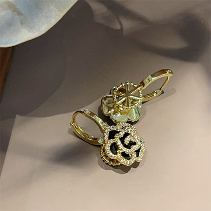 Sier Needle Elegant Camellia Korean Style Earrings