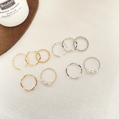 Women's Simple Pearl Combined Set Personality Tail Rings