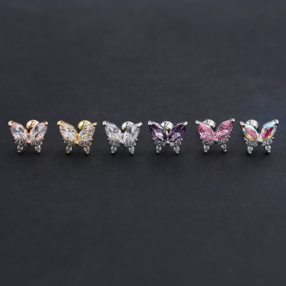 Korean Style Fashion Micro Inlaid Colorful Pink Purple Rings