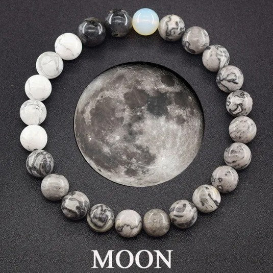 Men's Nine Planets Natural Stone Sun Saturn Bracelets