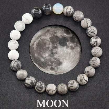 Men's Nine Planets Natural Stone Sun Saturn Bracelets