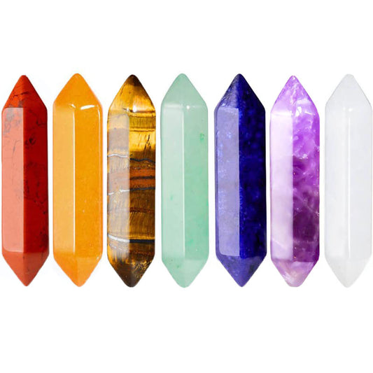 Stone Crystal Bullet Double Pointed Hexagon Prism Pendants