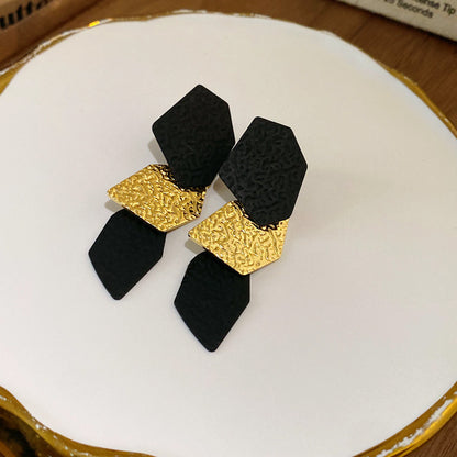 Needle Black Crystal Geometric Ear Minority Fashion Temperament Entry Earrings