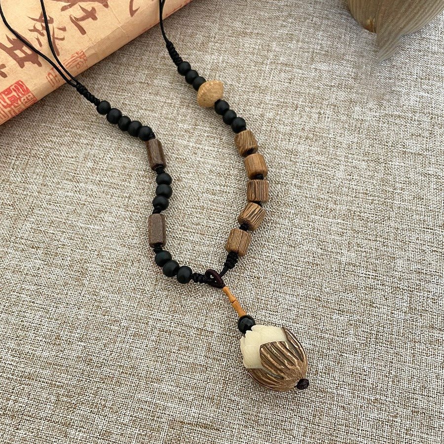 Women's Wooden Bead Ethnic Retro Long Sweater Necklaces