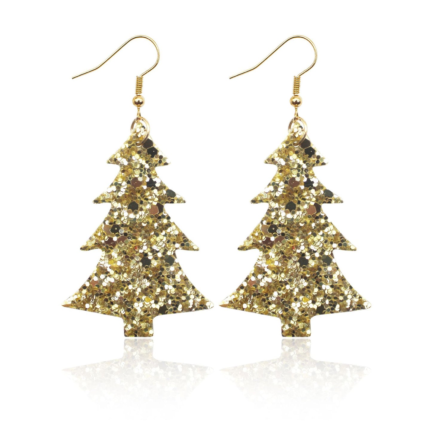 Christmas Sequins Particles Glitter Great Tree Earrings