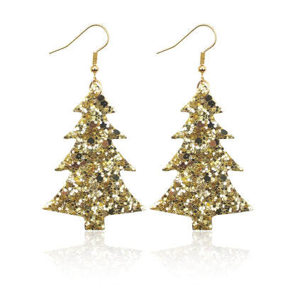 Christmas Sequins Particles Glitter Great Tree Earrings