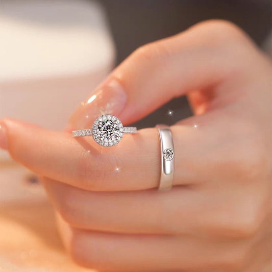 Classic Couple Wedding Diamond Adjustable Mouth Rings