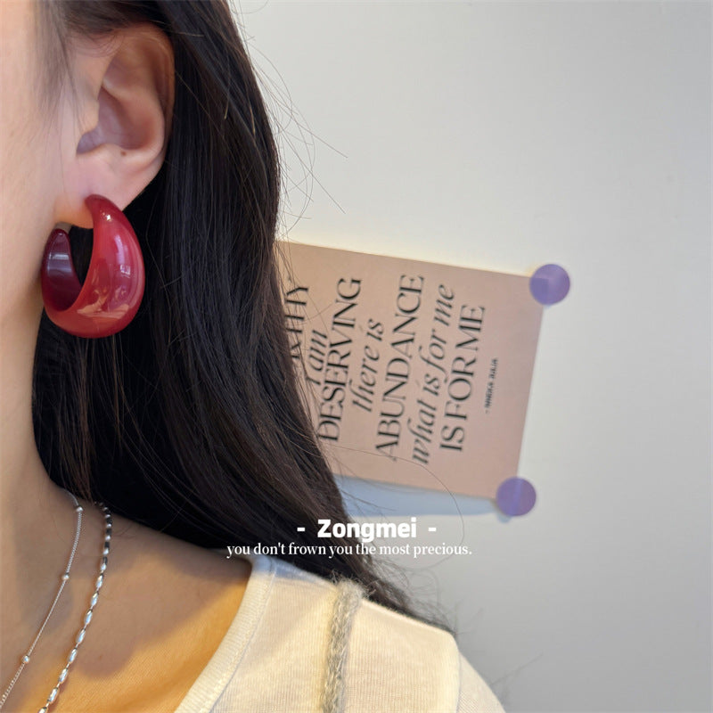 Women's Ear Clip French Retro Resin Eardrop Earrings