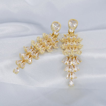 Women's Tassel Full Rhinestone Zircon For Design Earrings