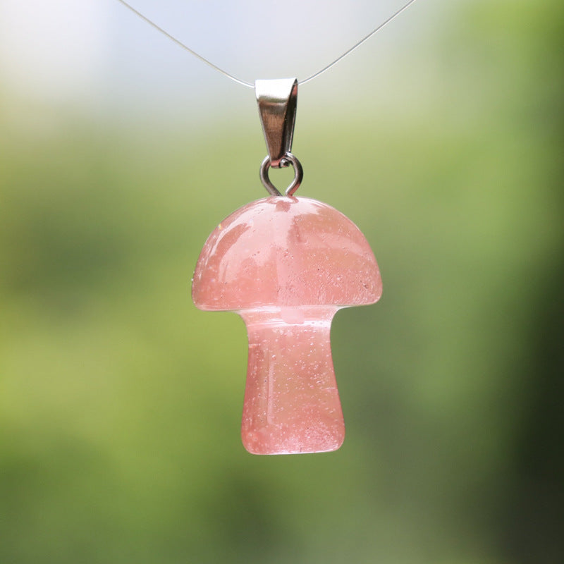 Natural Crystal Jade Mushroom Tigereye Pink Pendants