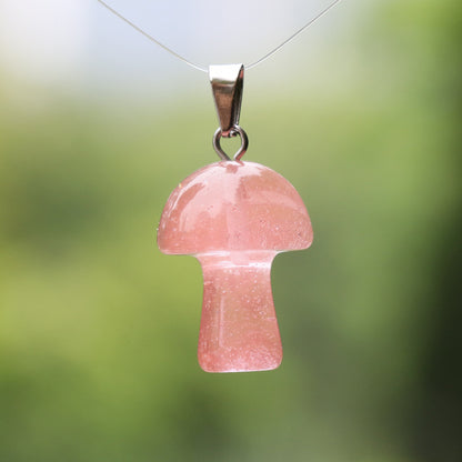 Natural Crystal Jade Mushroom Tigereye Pink Pendants