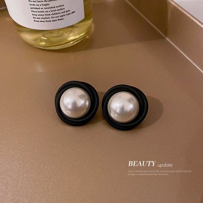 Sier Pearl Letters Love Heart Personalized Simple Earrings