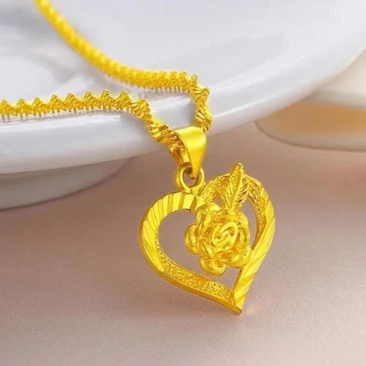 Chain Simple Sand Four Leaves Peach Necklaces