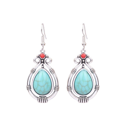 Turquoise Bohemian Tassel Geometric Alloy Vintage Earrings