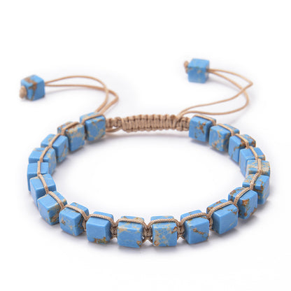 Square Emperor Stone Woven Colorful Natural Female Bracelets