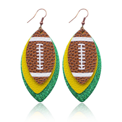 Sports Style Rugby Brown Leopard Print Earrings