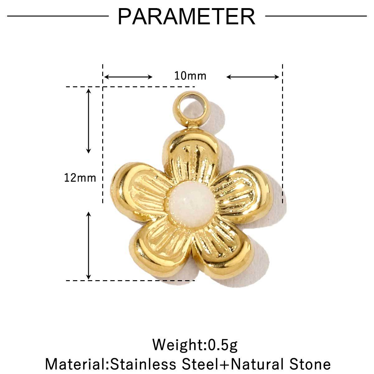 French Retro Flower Geometric Natural Stone Titanium Pendants