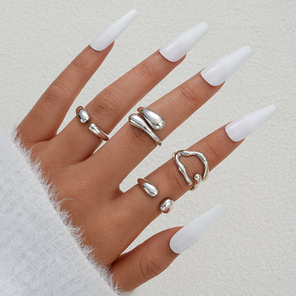 Women's Golden Irregular Opening Niche Trendy Set Graceful Rings