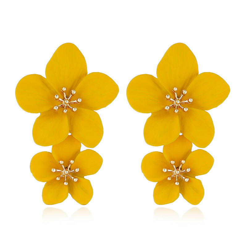 Women's Fresh Flower Bohemian Style Long Earrings