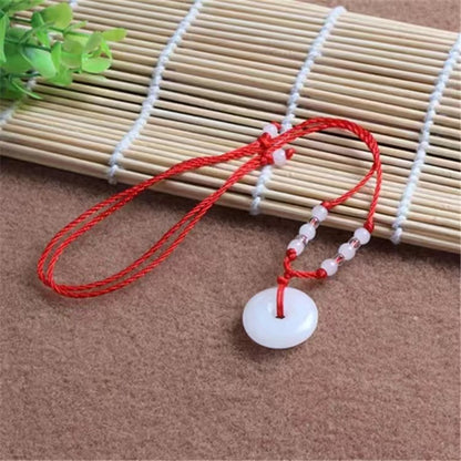 Women's & Men's Natural Jade Peace Buckle Braided Rope Necklaces