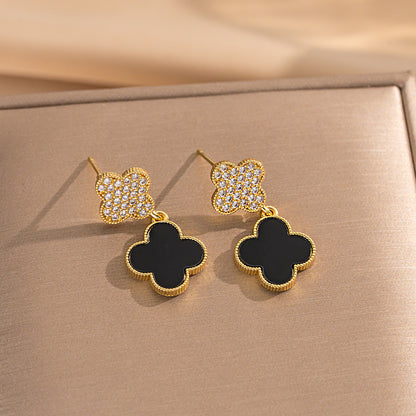 Fashionable Clover Zircon Flower Love Bear Ear Earrings