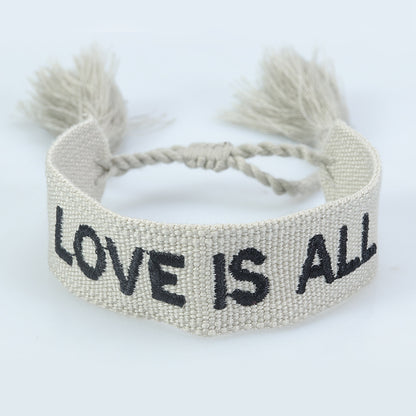 Women's & Men's Couple Letter Embroidery Wrist Strap Tassel Bracelets