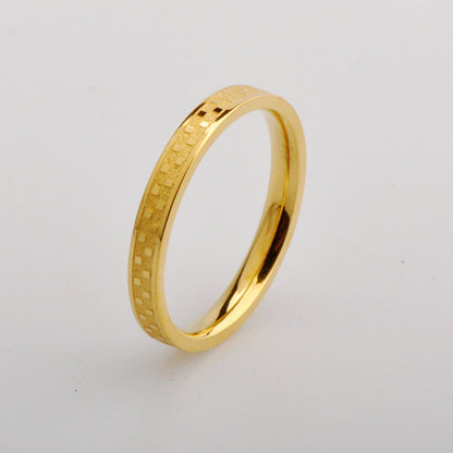 Inner Ball Checkerboard Style Minimalist Gold Rings