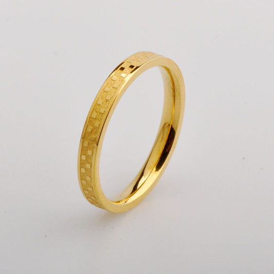 Inner Ball Checkerboard Style Minimalist Gold Rings