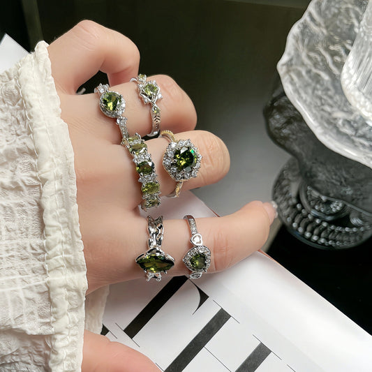 Korean Fashion Sweet Cool Olive Green Rings