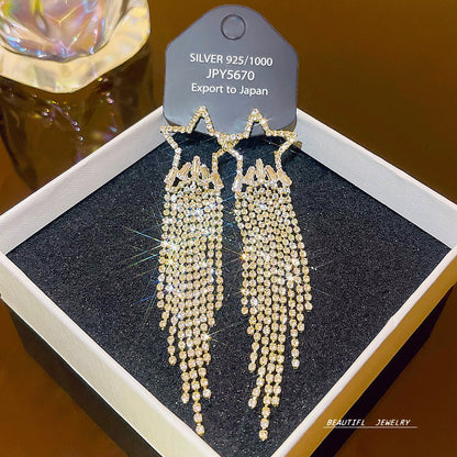 Women's Zircon Tassel High-grade Light Luxury Delicate Earrings