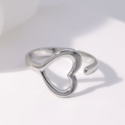 Female Love Heart-shaped Open Index Finger Light Luxury Rings