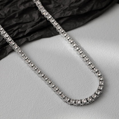 Women's & Men's Row Diamond Punk Versatile Personality Tennis Chain Necklaces