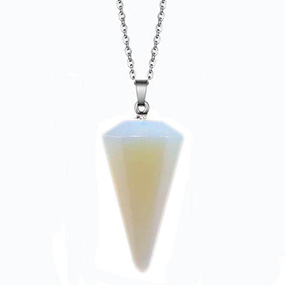 Natural Stone Hexagon Prism Conical Spirit Necklaces