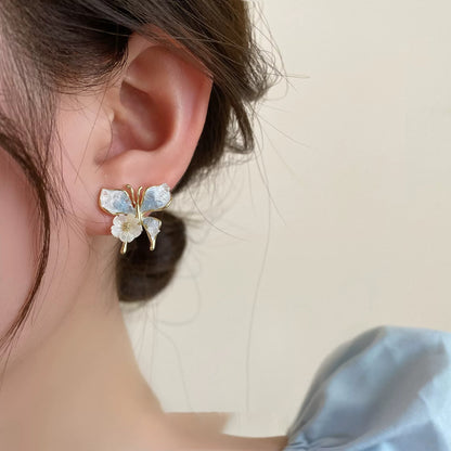 Butterfly Design Gradient Blue Female Temperament Earrings