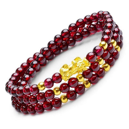 Imitation Garnet Simple Couple Gilt Small Bracelets