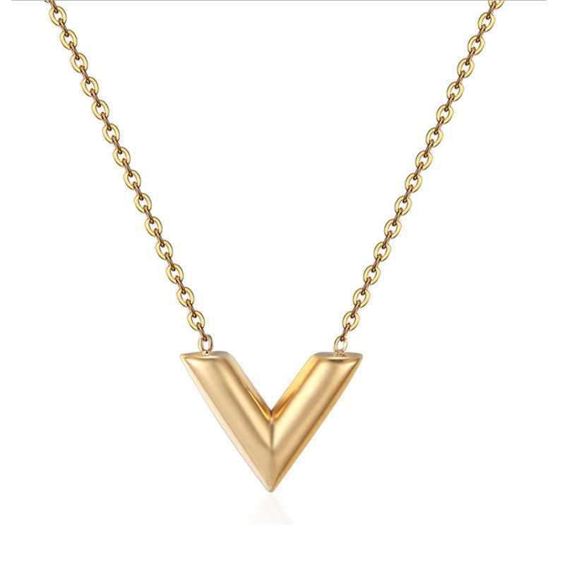 Women's Mini V-shaped Gold Simple Elegant Titanium Steel For Necklaces