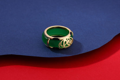 Jade Sterling Sier Plated Gold Inlaid With Rings