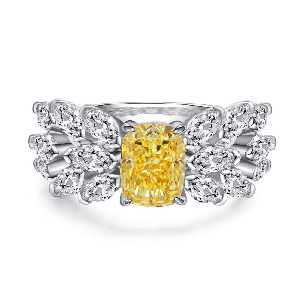Sterling Sier Yellow Diamond Female Ice Rings