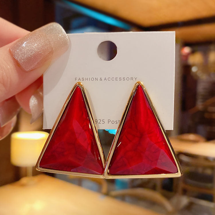 Women's French Style Exaggerated Geometry Triangle High Sense Earrings