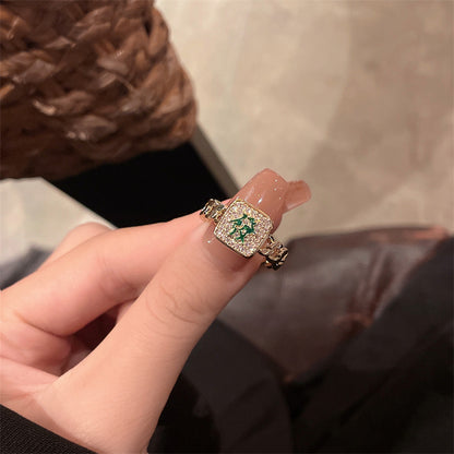 Simple Zircon Opening Adjustable Index Finger Light Rings