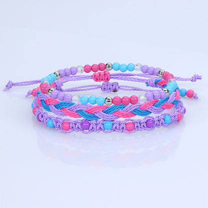 Beads Waterproof Wax Line Woven Three-piece Bracelets