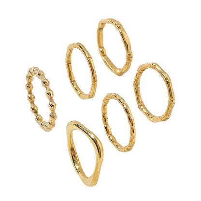 Steel Bamboo Female Six Pattern Niche Rings