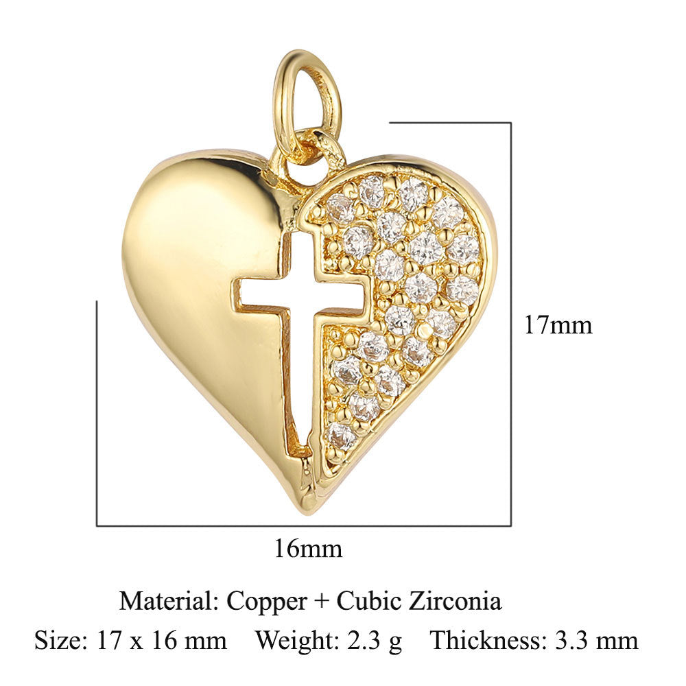 Crown Peach Heart Colorful Love Copper Pendants