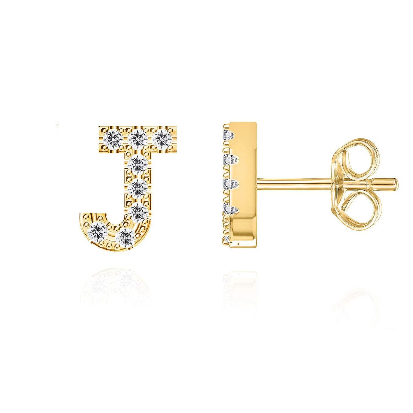 Sier English Alphabet Letter Micro Inlaid Earrings