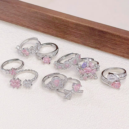 Pink Zircon Series Sweet Super Shiny Rings