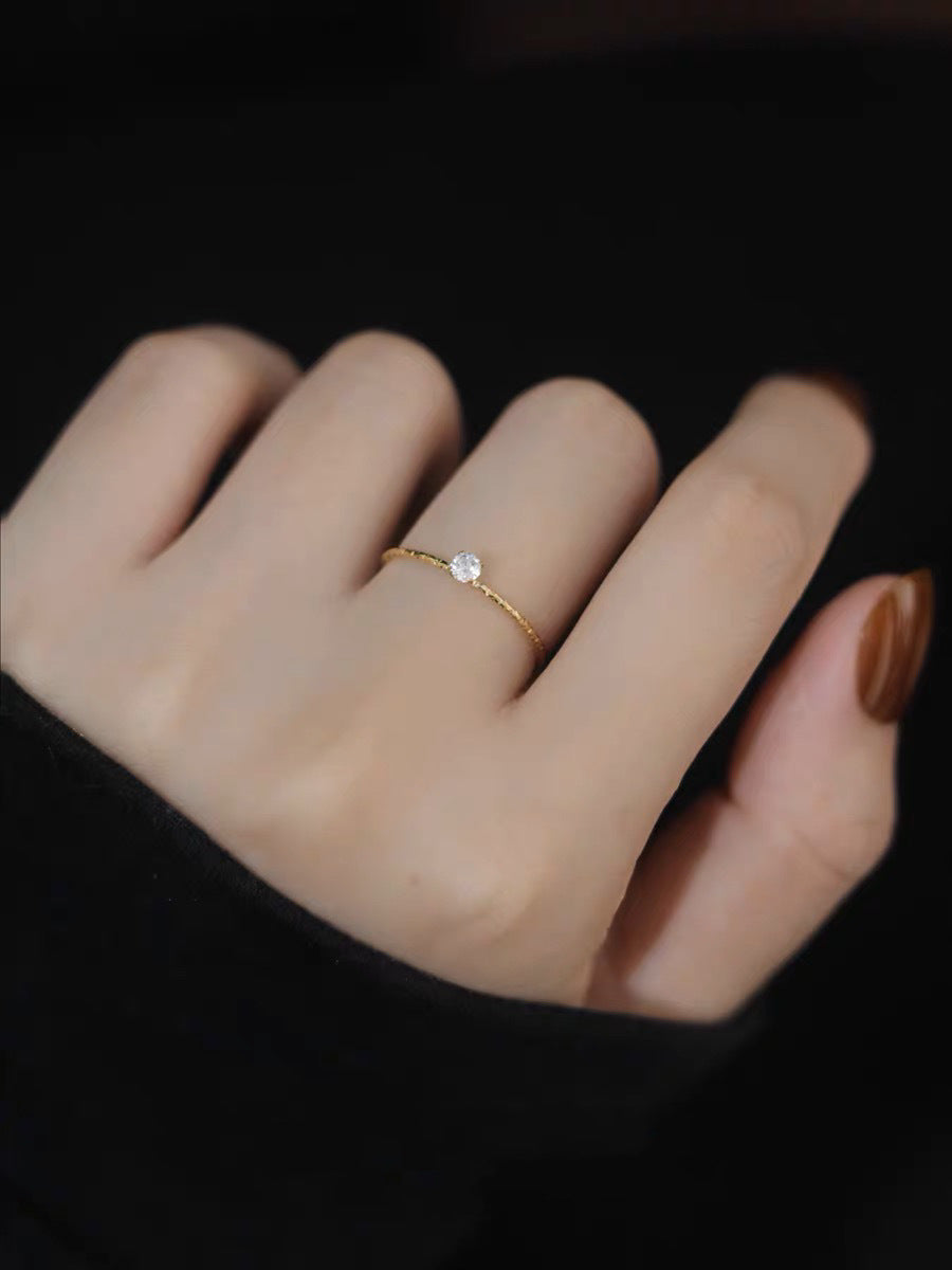 Flower Line Diamond Titanium Steel Gold-plated Simple Rings