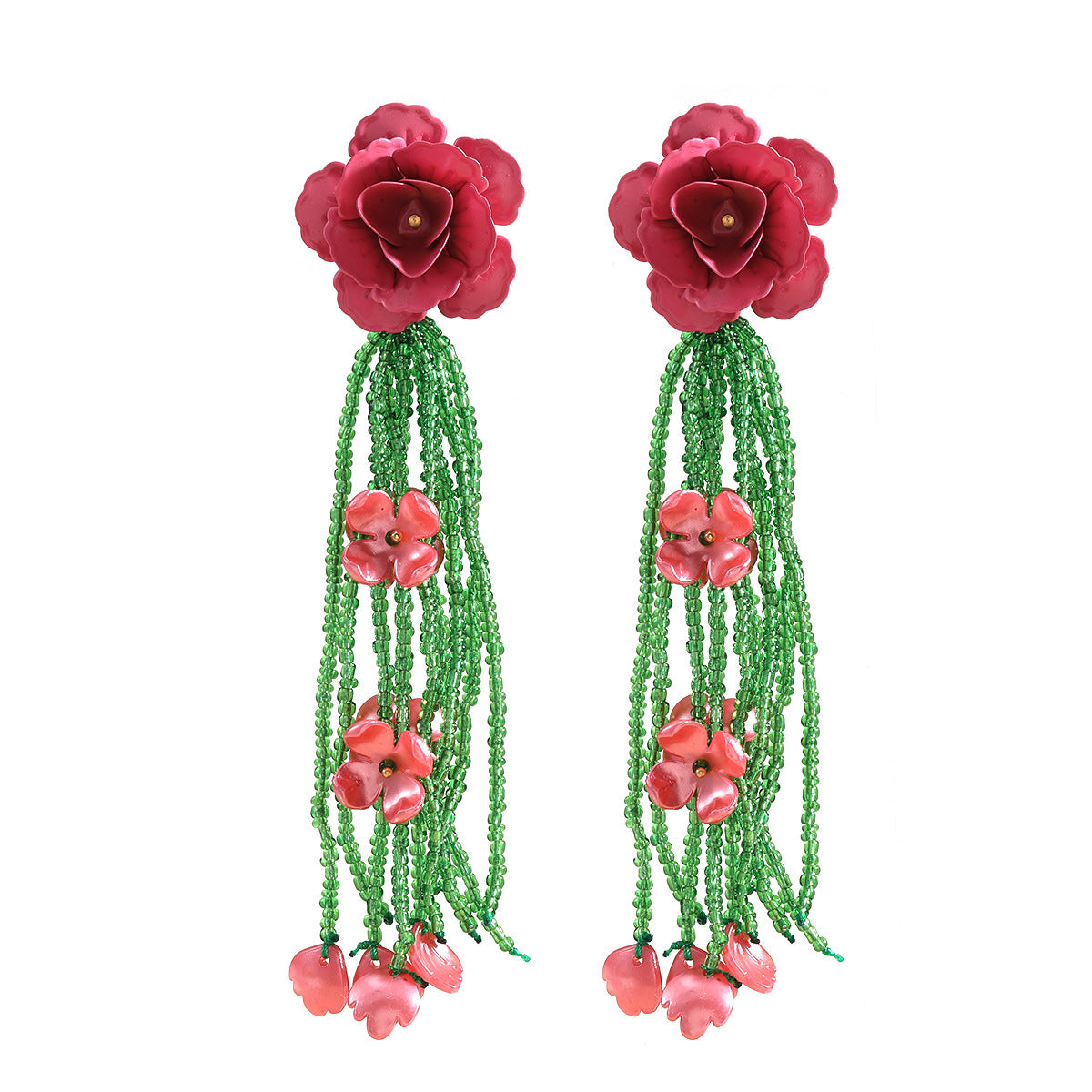 Women's Summer Flower Exaggerated Elegant Alloy Paint Earrings