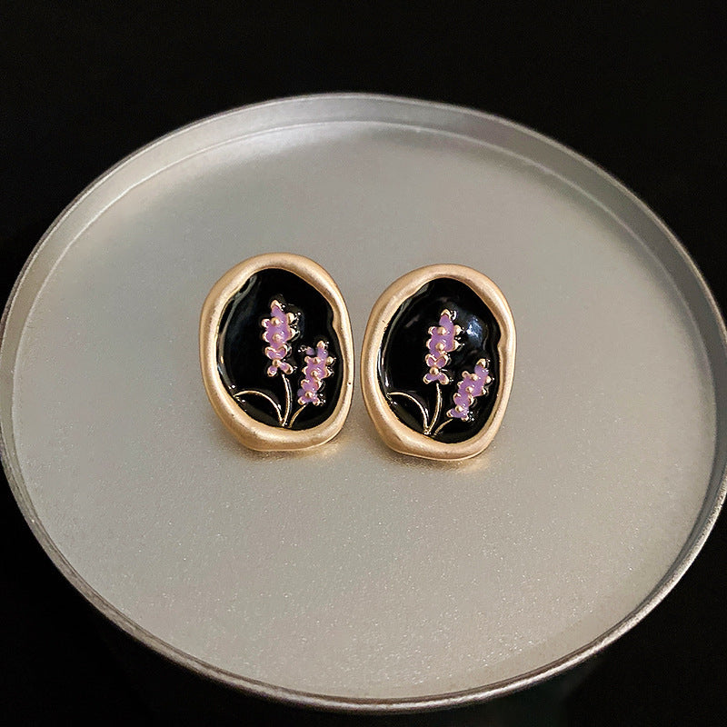 Women's Enamel Oil Painting Style Light Luxury Earrings