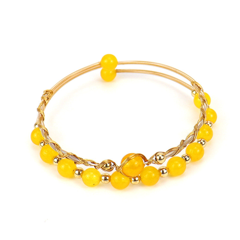 Hand-woven Agate Beads Crystal Stone Round Bracelets